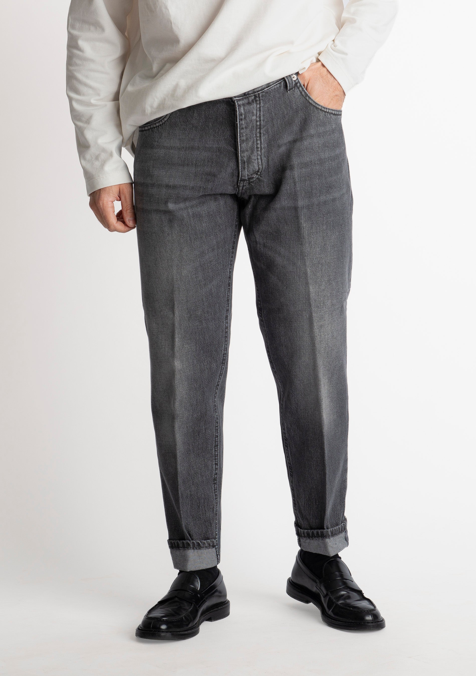 Jeans Straight Fit S122 Grigio - Cotone Mercerizzato