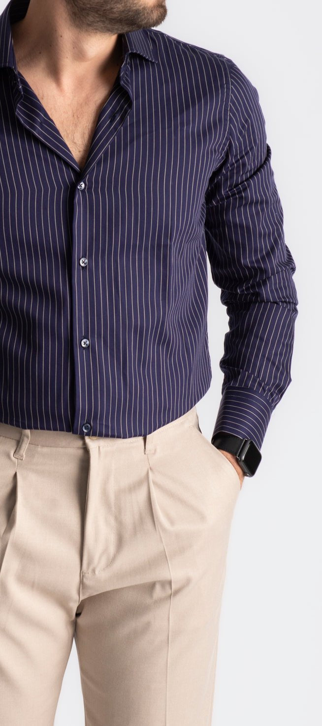 Camicia Blu Notte Rigata 533 - SEASON LAB