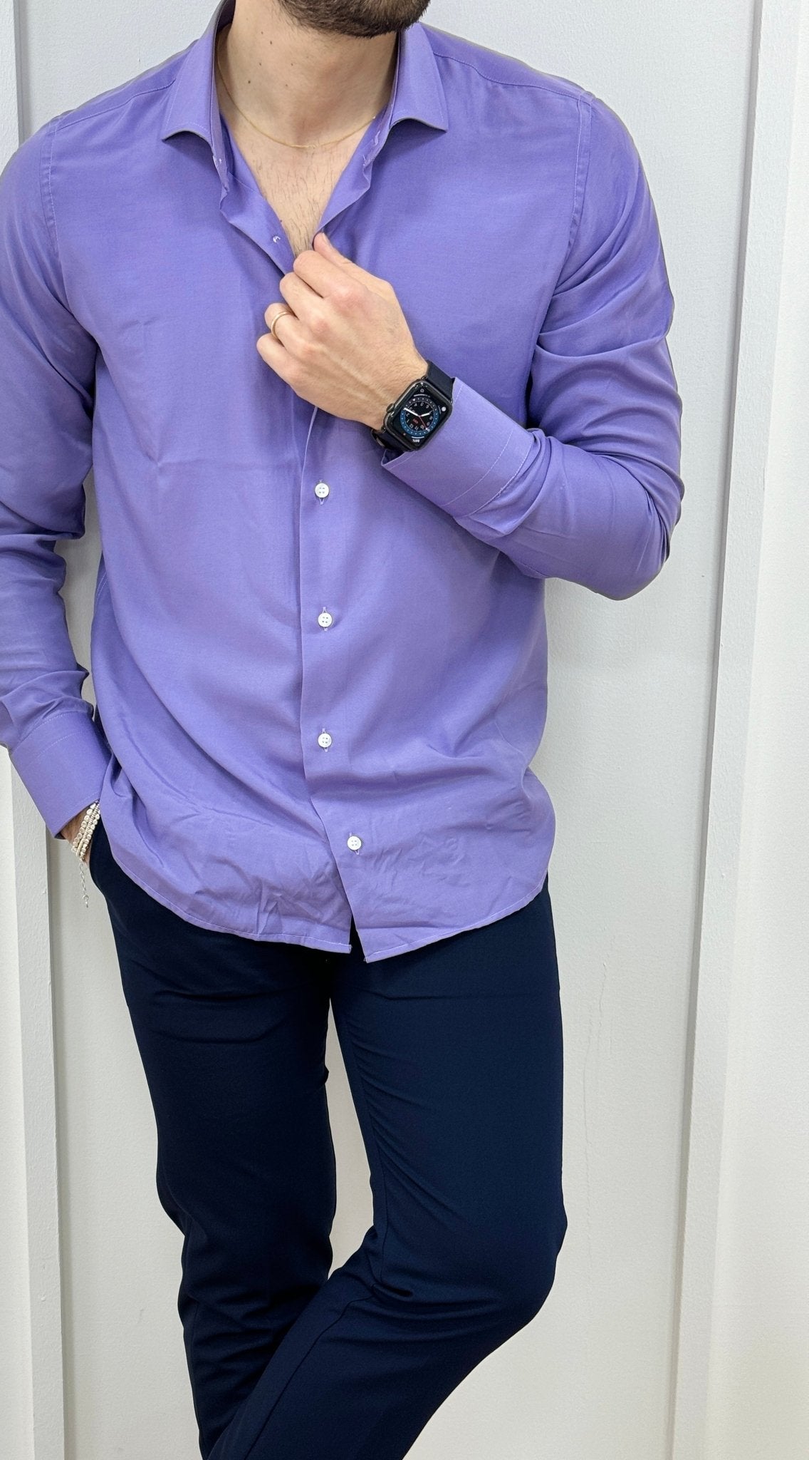 Camicia In Viscosa Slim Fit Viola - SEASON LAB
