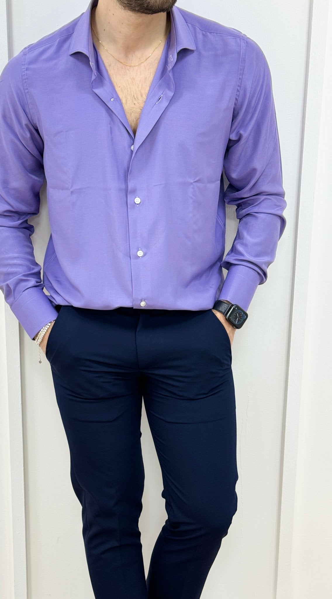 Camicia In Viscosa Slim Fit Viola - SEASON LAB