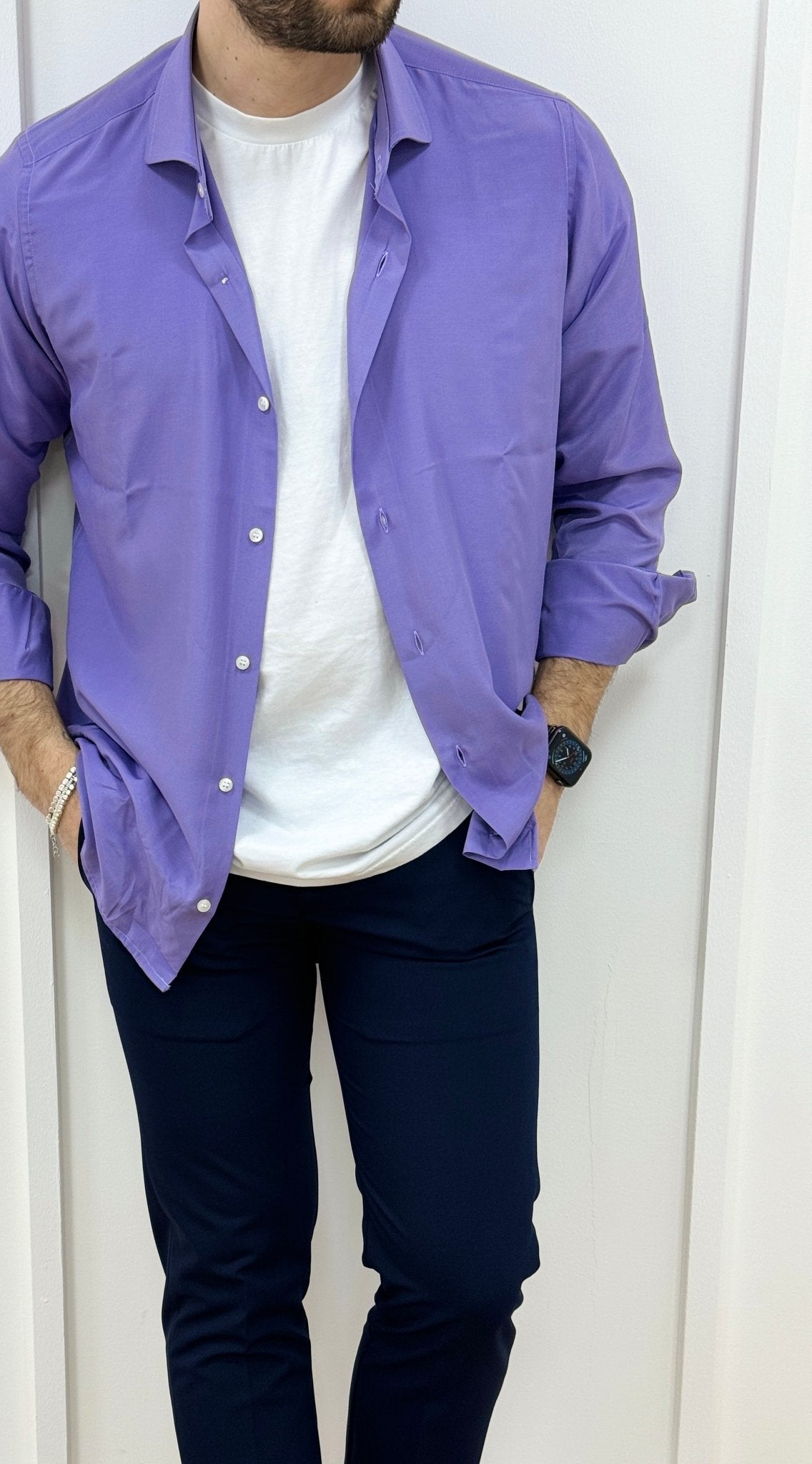 Camicia In Viscosa Slim Fit Viola - SEASON LAB