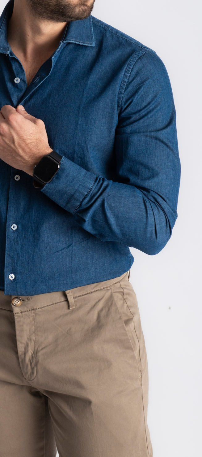 Camicia Denim Lavaggio Blu Scuro