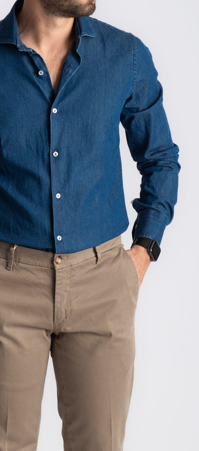Camicia Denim Lavaggio Blu Scuro