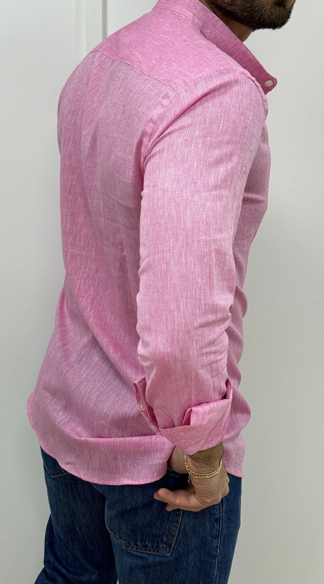 Camicia Lino Collo Coreano Rosa - SEASON LAB
