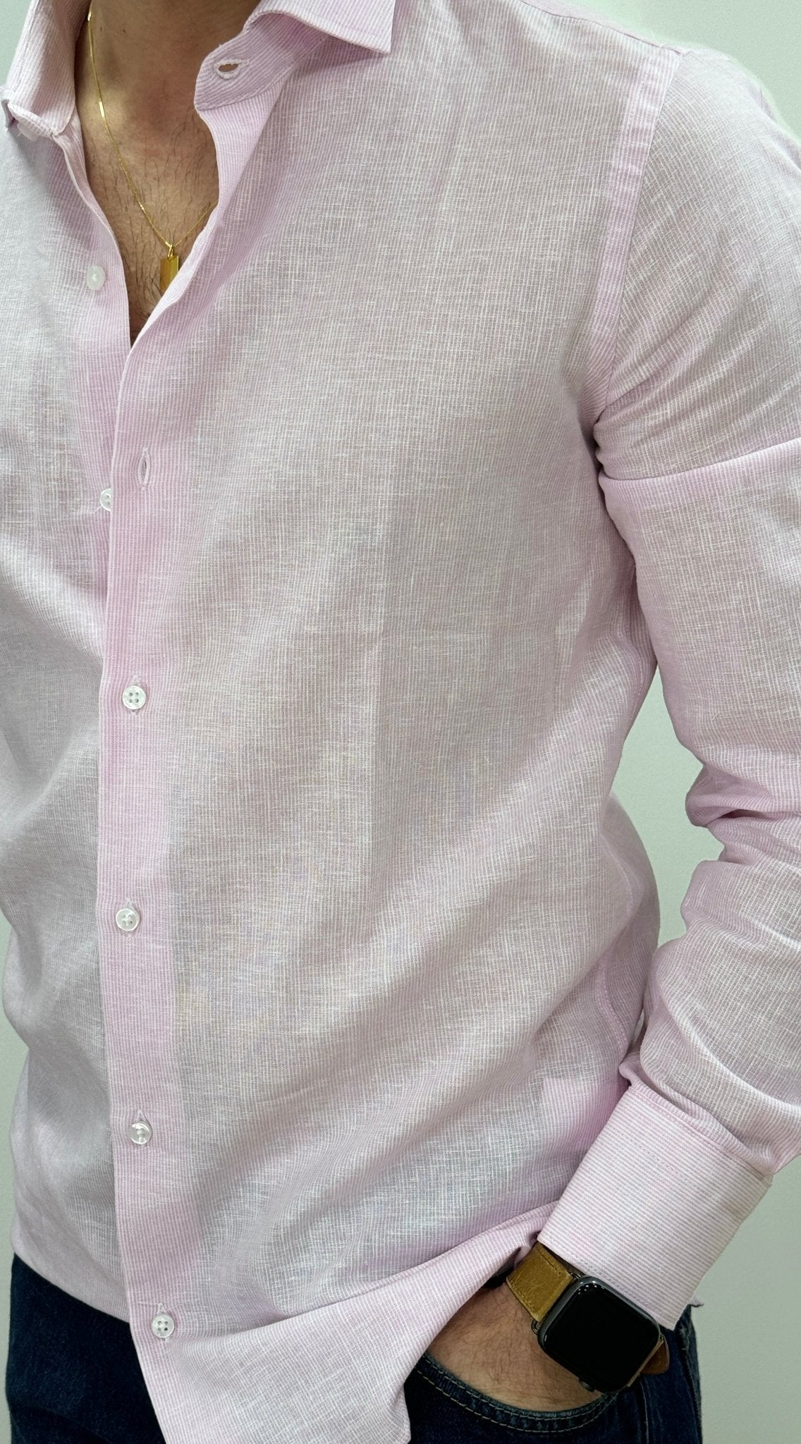 Camicia Lino Mille Righe Rosa - SEASON LAB
