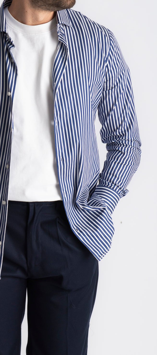 Camicia Rigata Blu Navy 532 - SEASON LAB