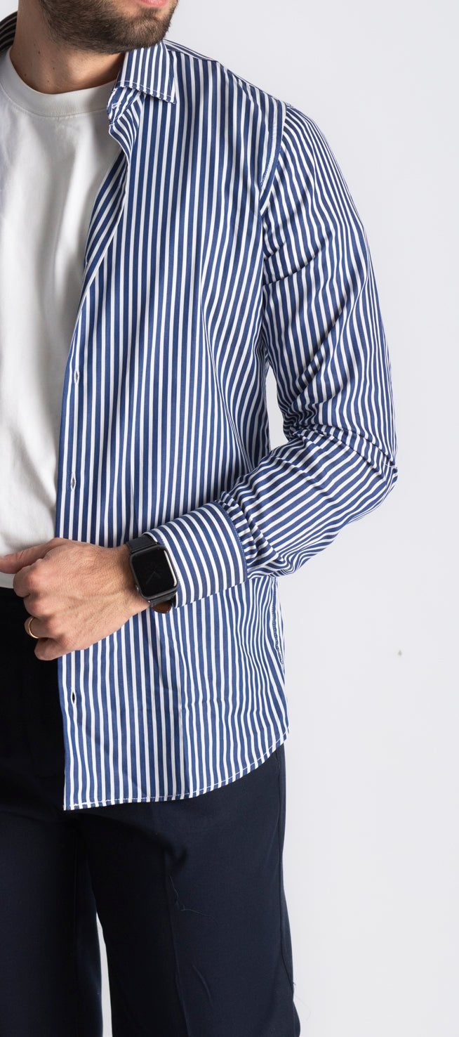 Camicia Rigata Blu Navy 532 - SEASON LAB