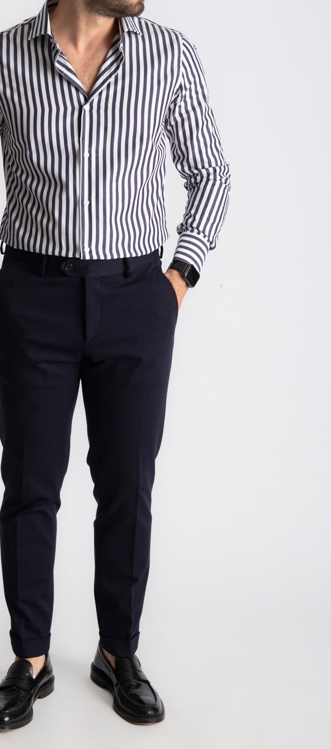 Camicia Rigata Blu Notte 531 - SEASON LAB