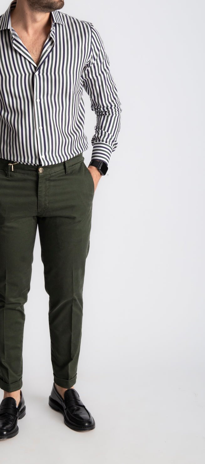 Camicia Rigata Blu / Verde 531 - SEASON LAB