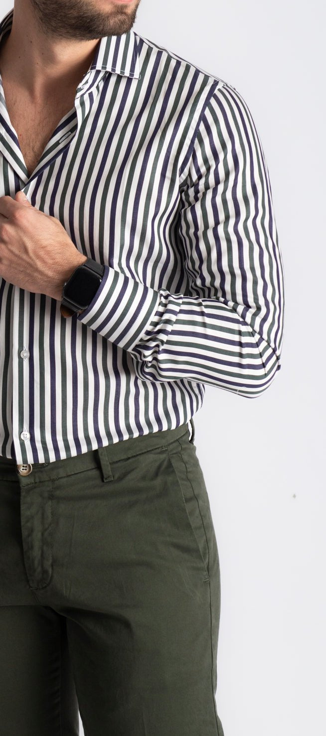 Camicia Rigata Blu / Verde 531 - SEASON LAB