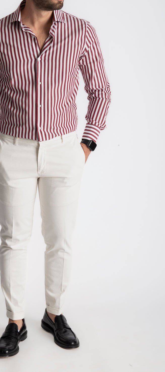 Camicia Rigata Bordeaux 531 - SEASON LAB