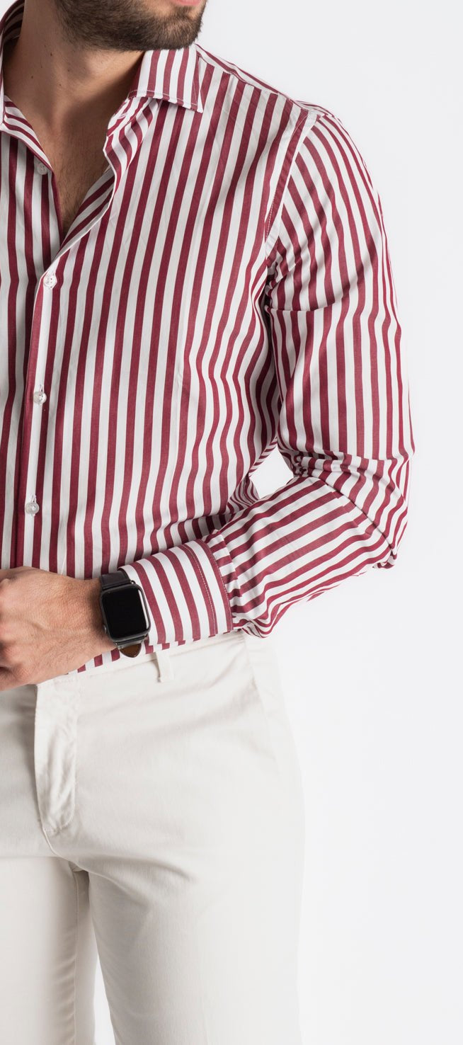 Camicia Rigata Bordeaux 531 - SEASON LAB