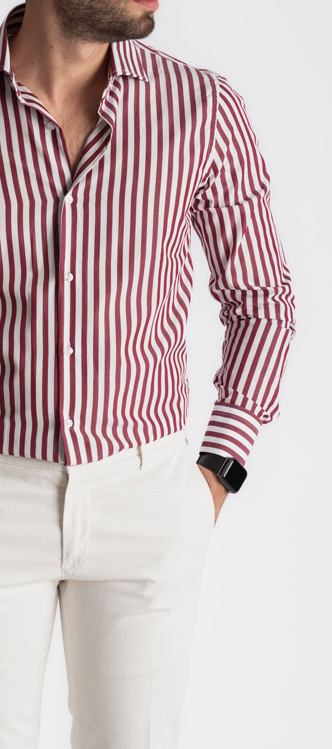 Camicia Rigata Bordeaux 531 - SEASON LAB