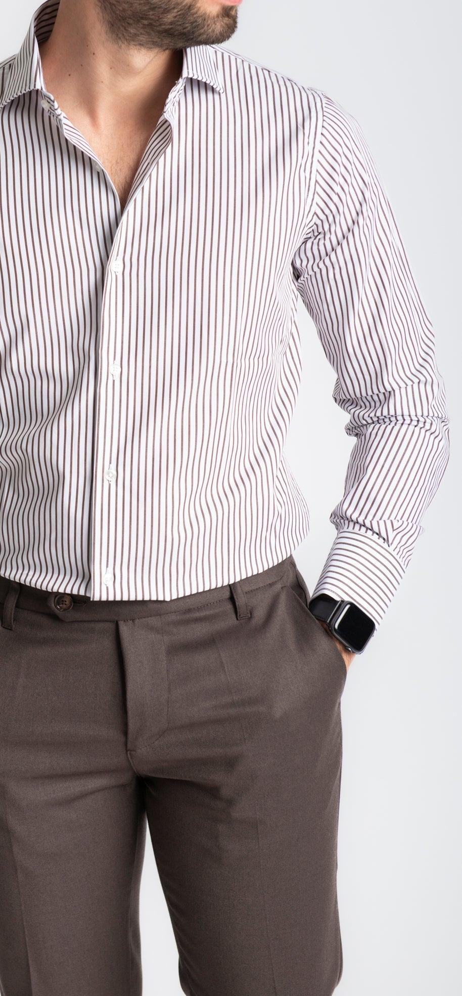 Camicia Rigata Marrone - SEASON LAB