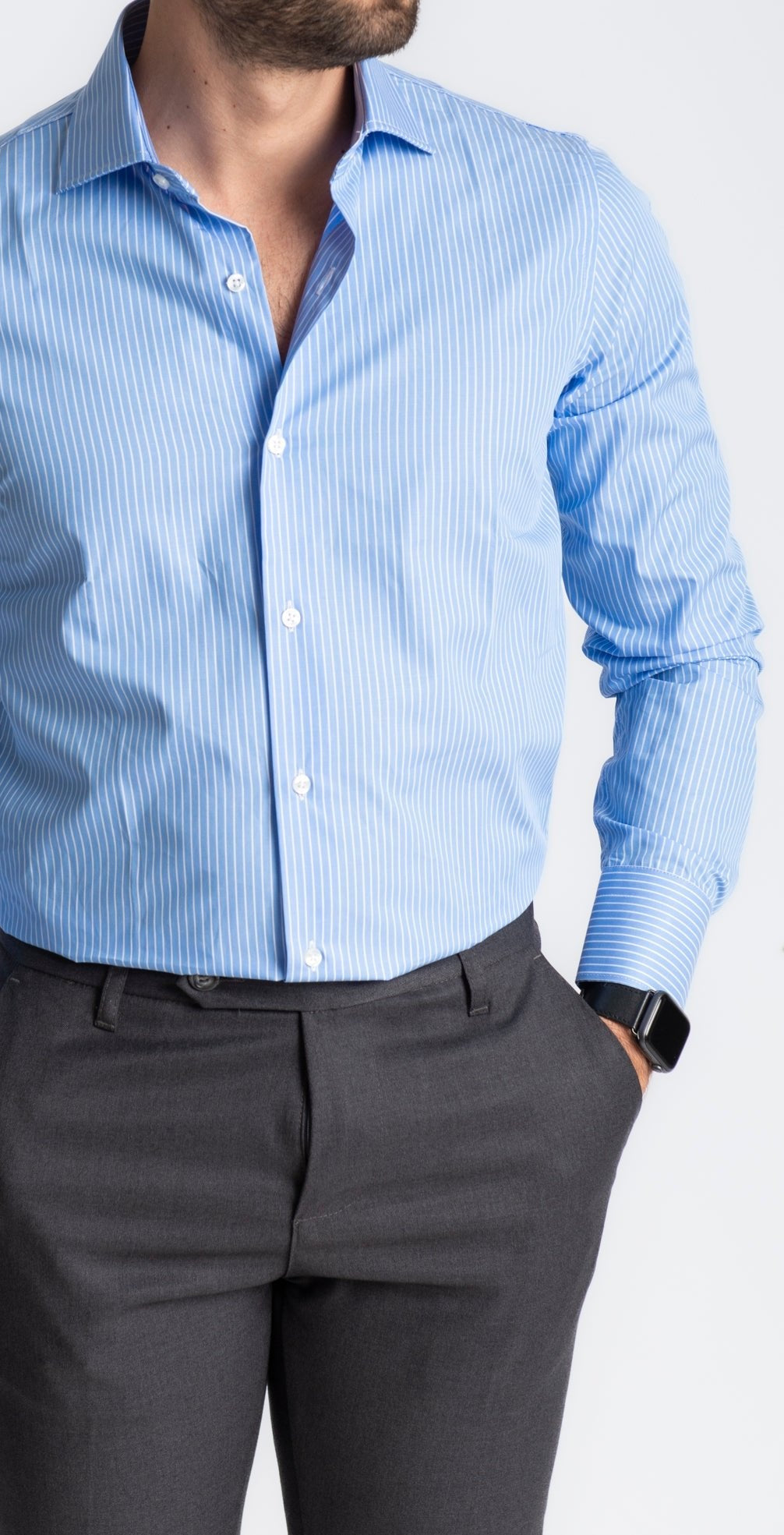Camicia Rigo Bianco Fondo Largo Celeste - SEASON LAB