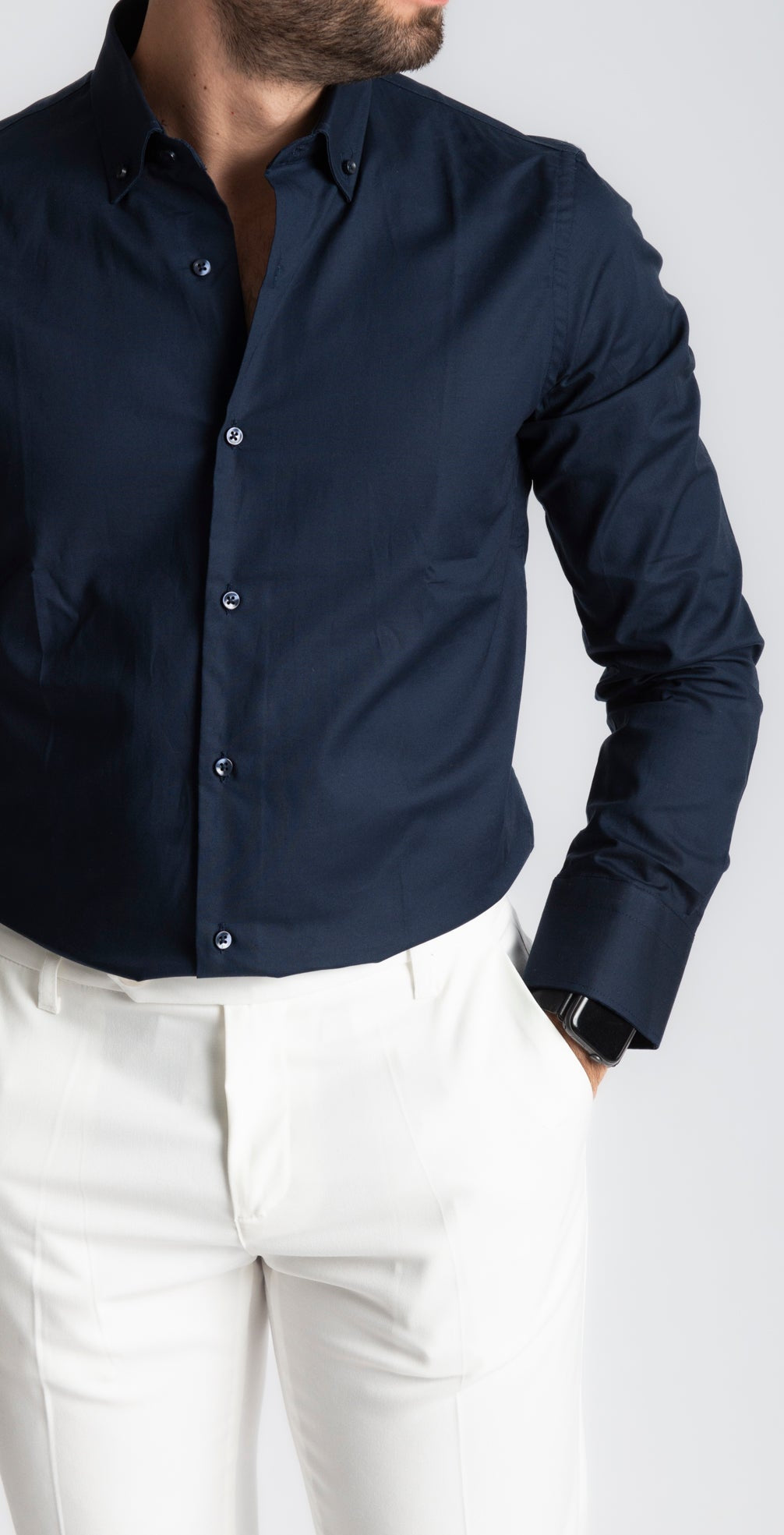 Camicia Tinta Unita Botton Down Blu - SEASON LAB