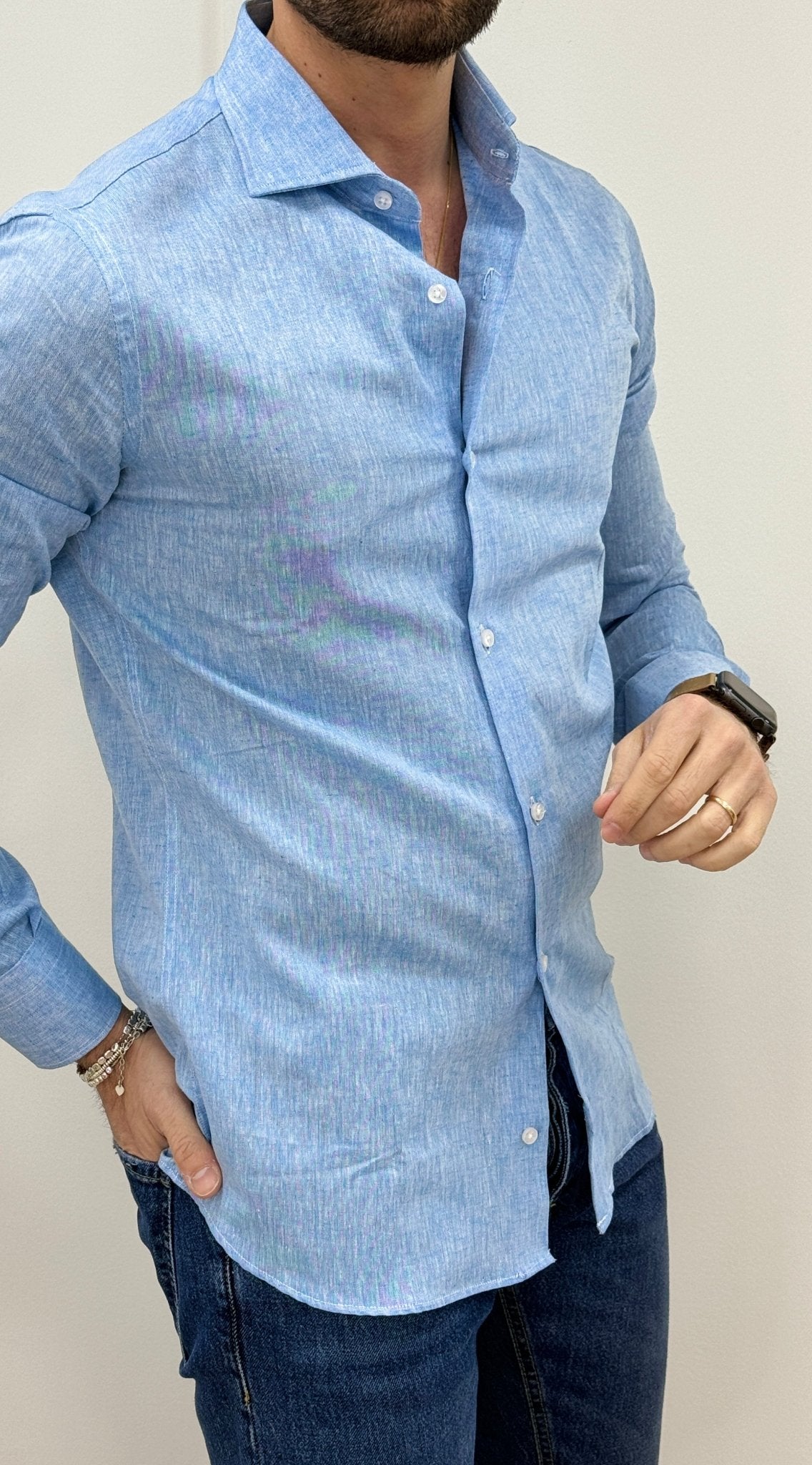 Camicia Uomo Lino Azzurro - SEASON LAB