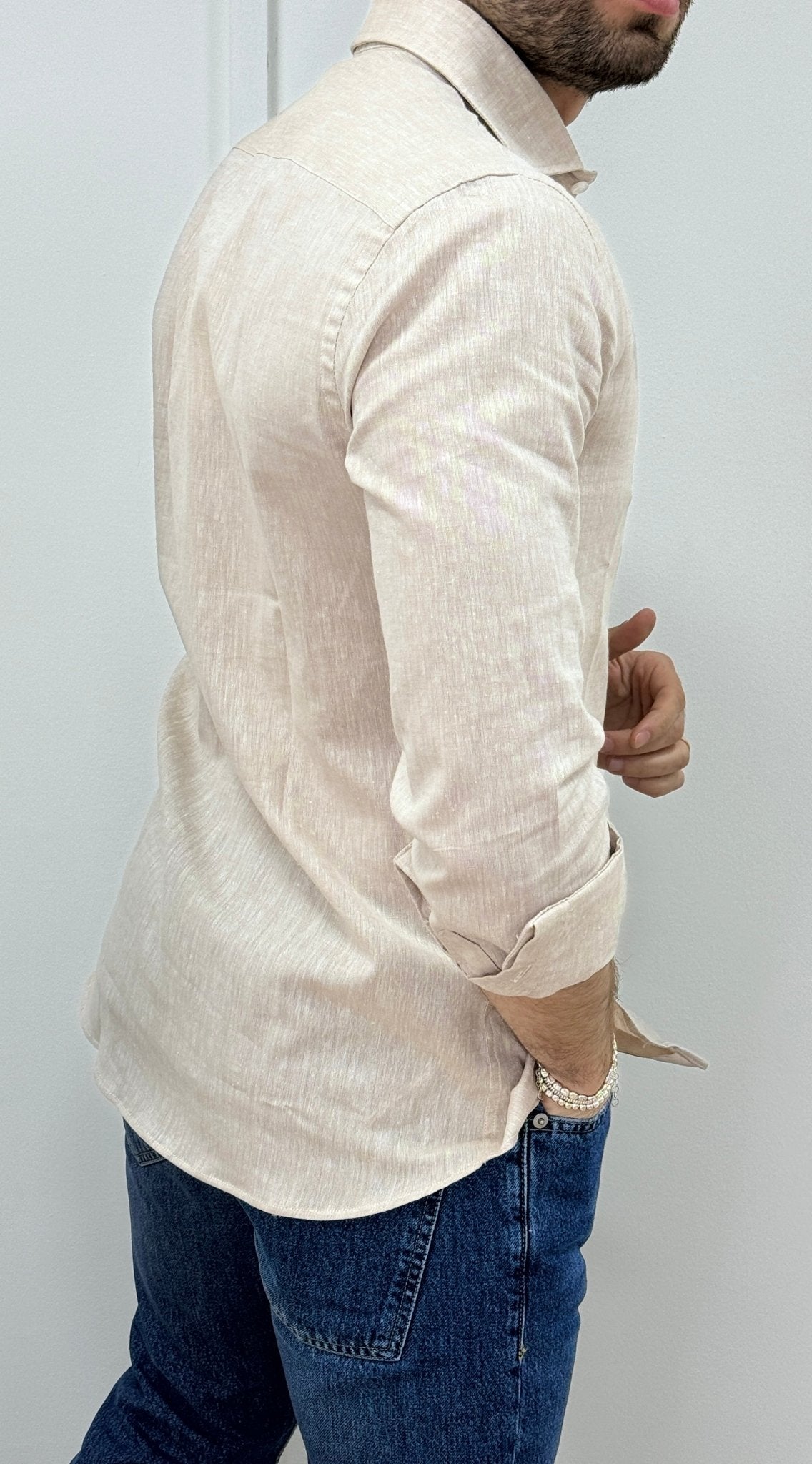 Camicia Uomo Lino Beige - SEASON LAB