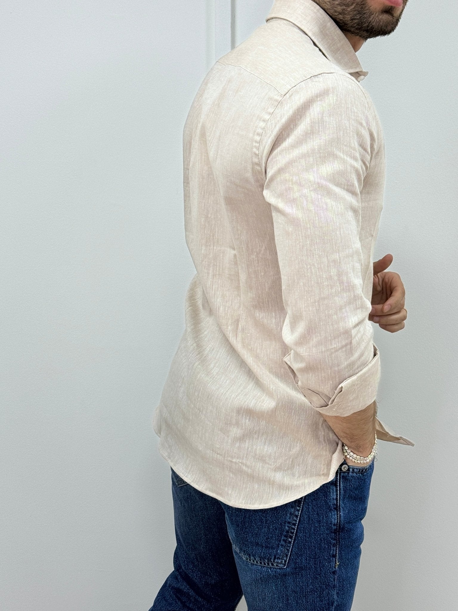 Camicia Uomo Lino Beige - SEASON LAB