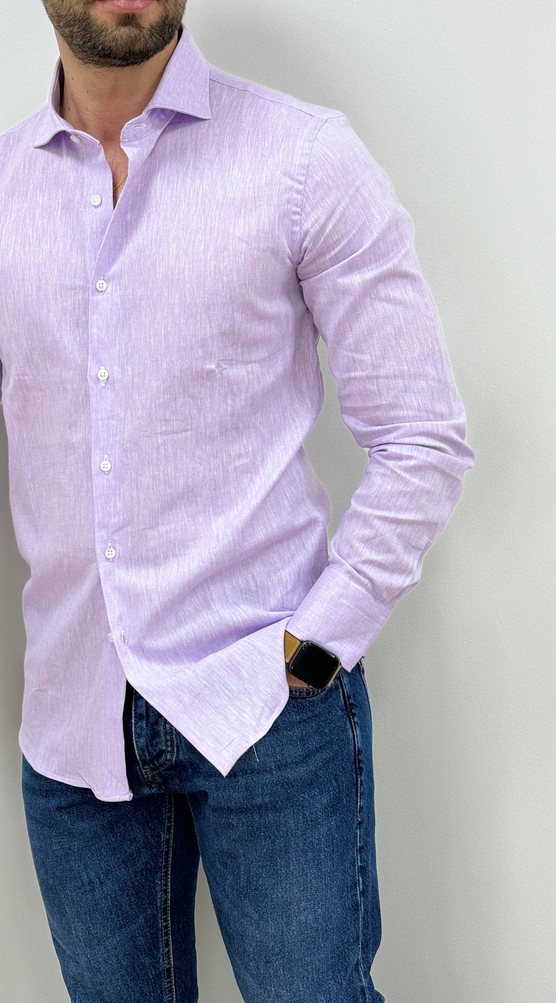 Camicia Uomo Lino Lilla - SEASON LAB