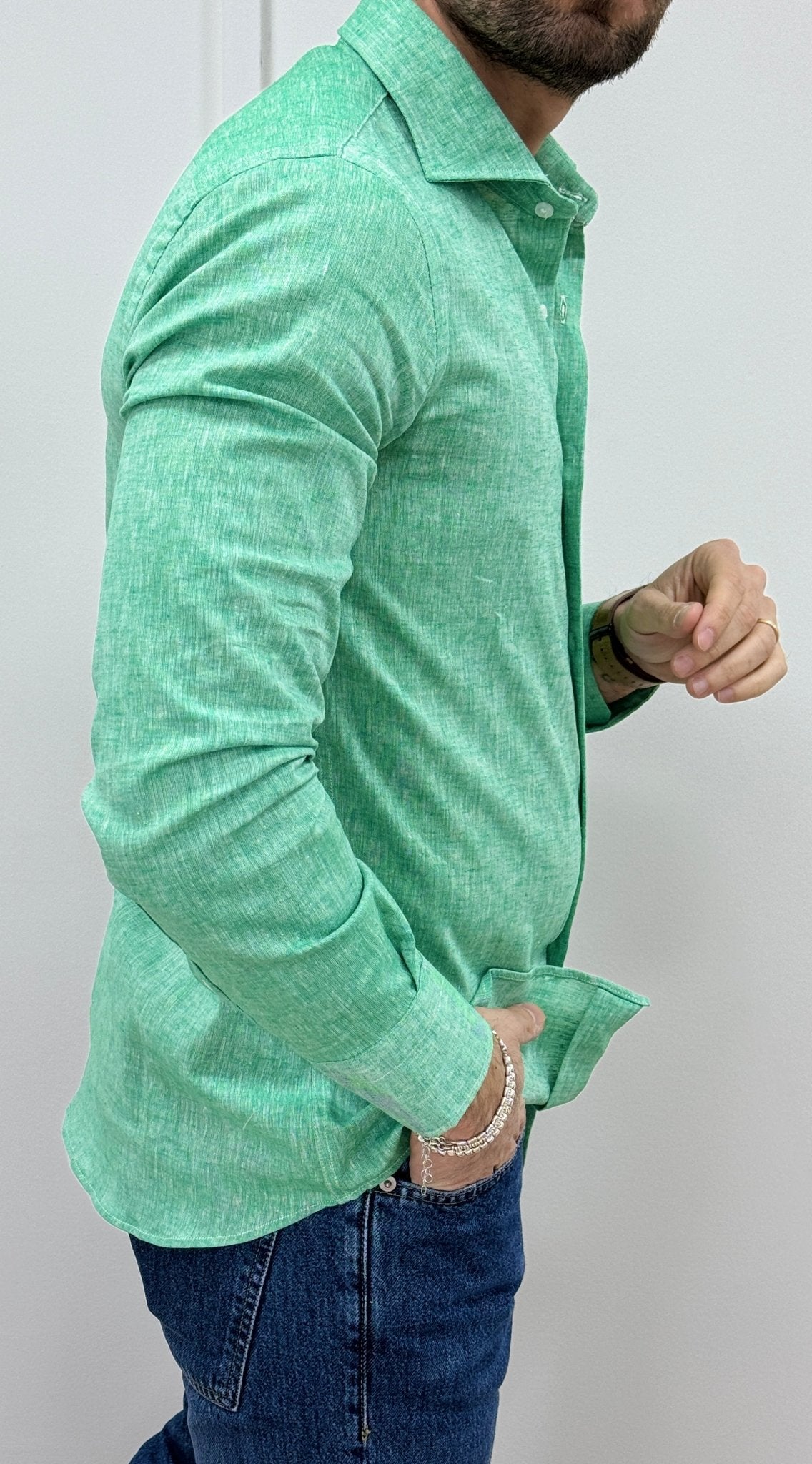 Camicia Uomo Lino Verde - SEASON LAB