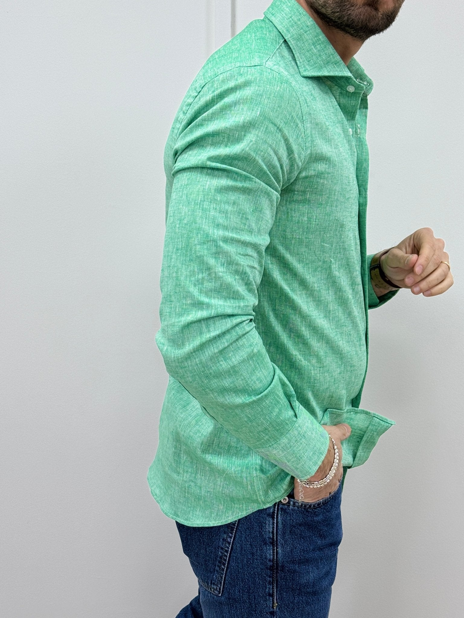Camicia Uomo Lino Verde - SEASON LAB