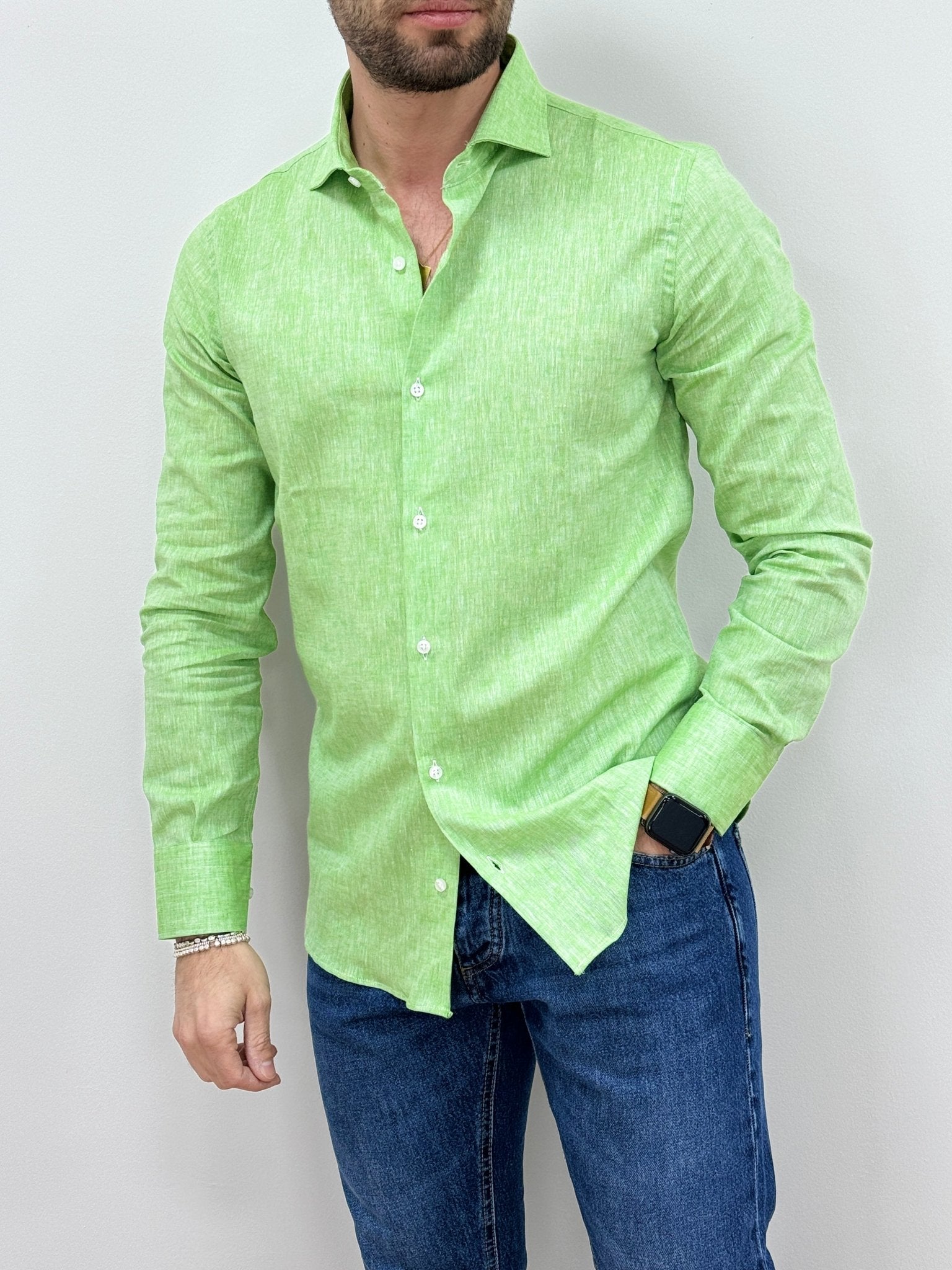 Abito Verde Camicia Verde Militare Abbinamento Uomo Camicia Uomo