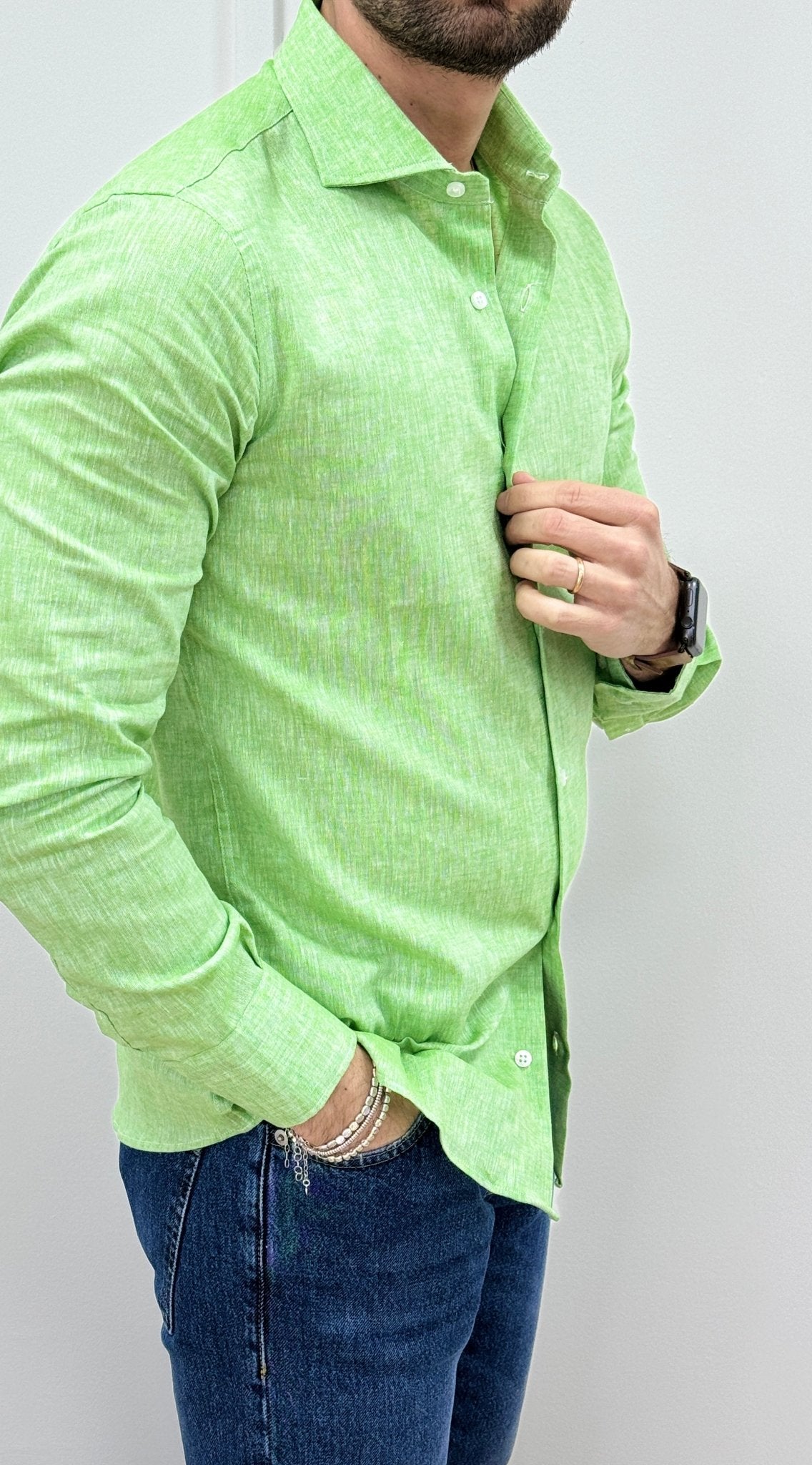Camicia Uomo Lino Verde Lime - SEASON LAB