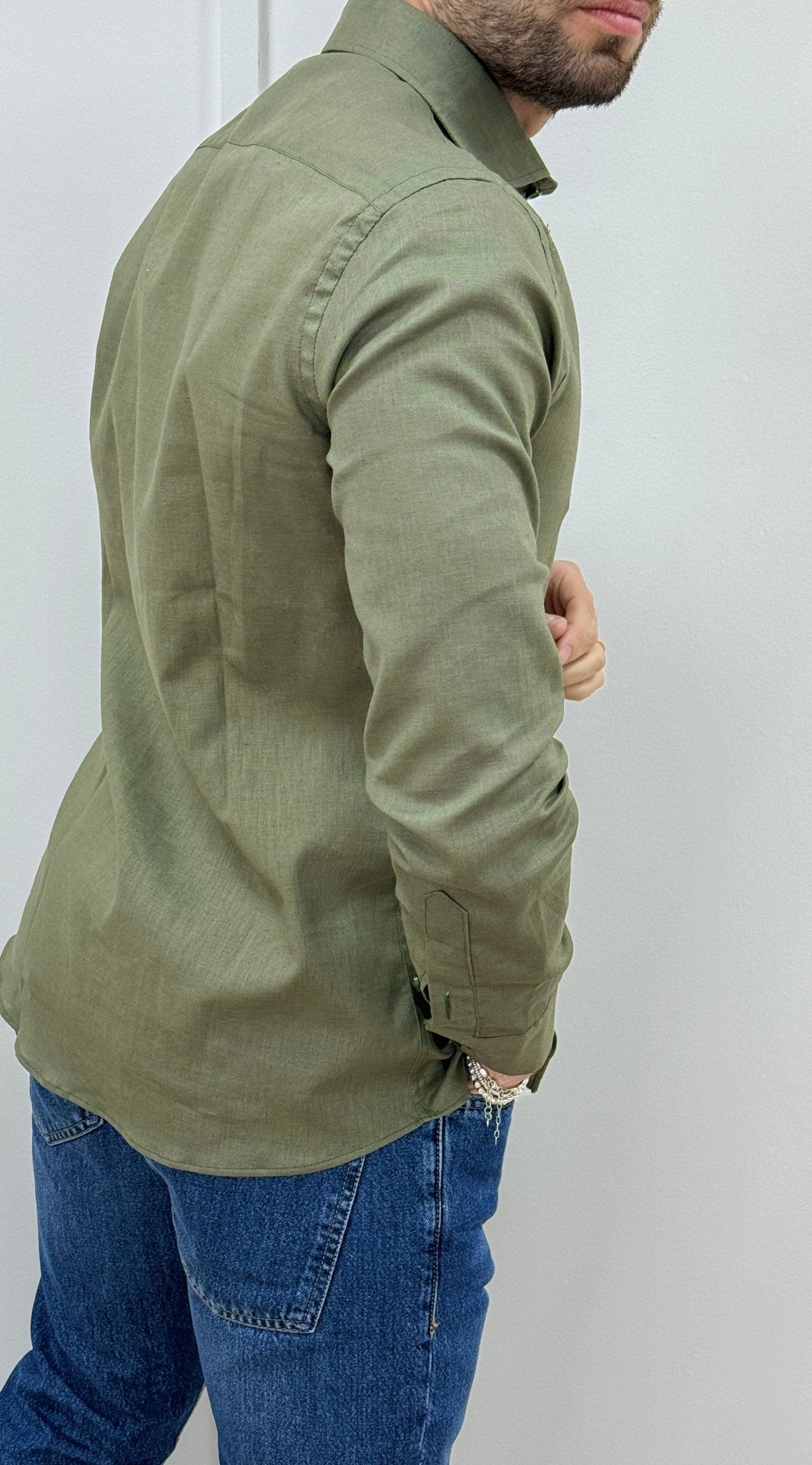 Camicia Uomo Lino Verde Militare - SEASON LAB
