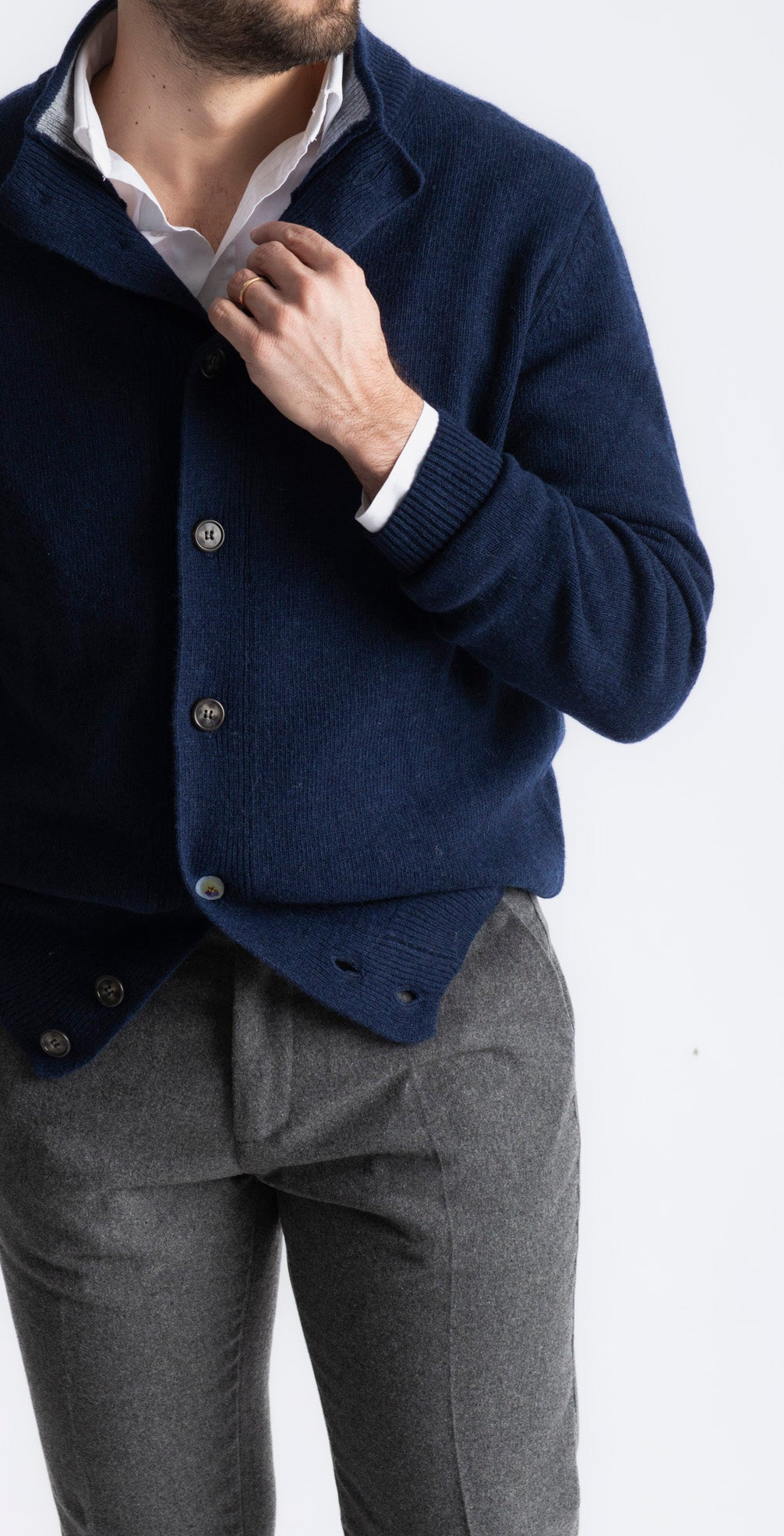 Cardigan In Lana Con Bottoni Blu - SEASON LAB