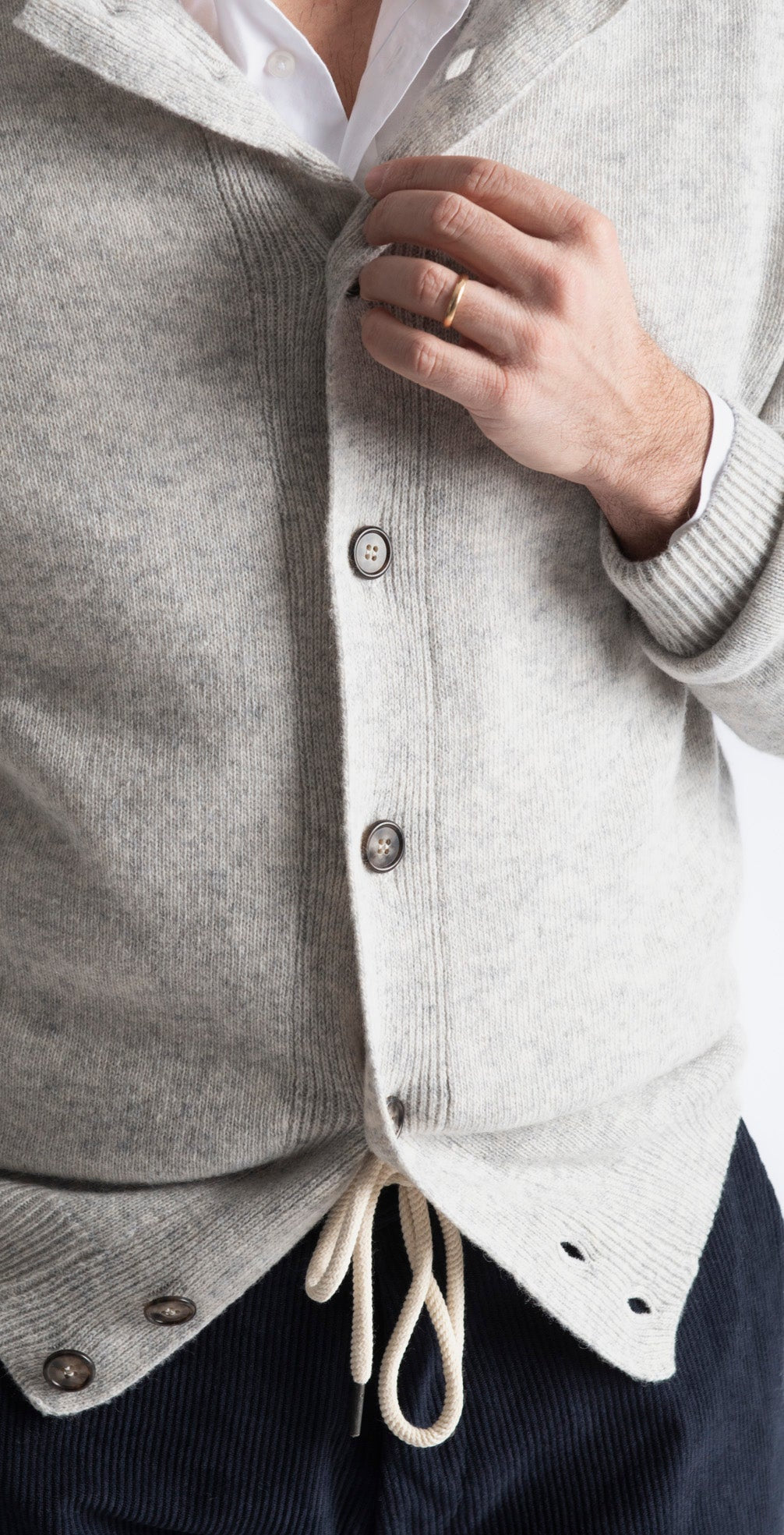 Cardigan In Lana Con Bottoni Grigio Perla - SEASON LAB