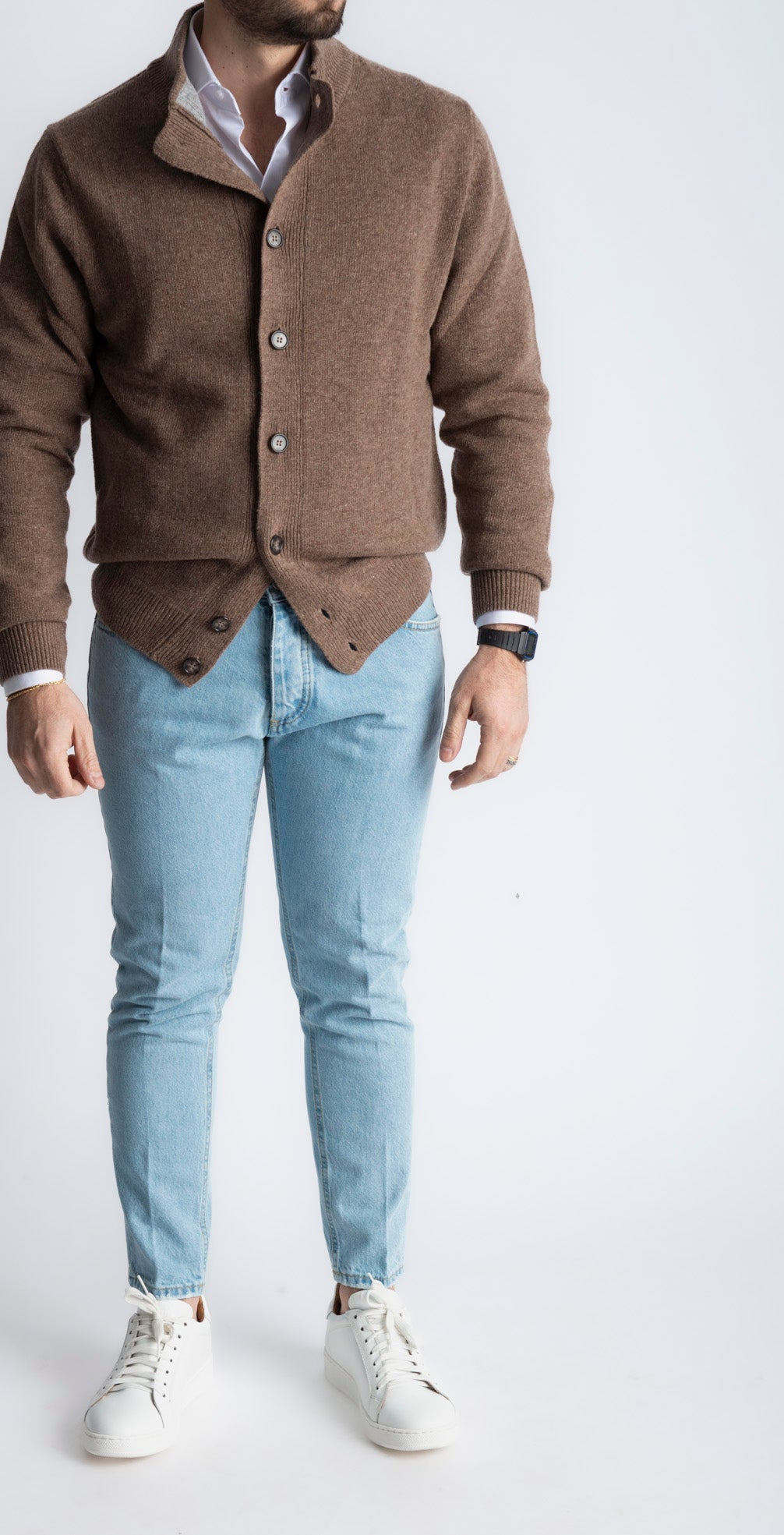 Cardigan In Lana Con Bottoni Moro - SEASON LAB