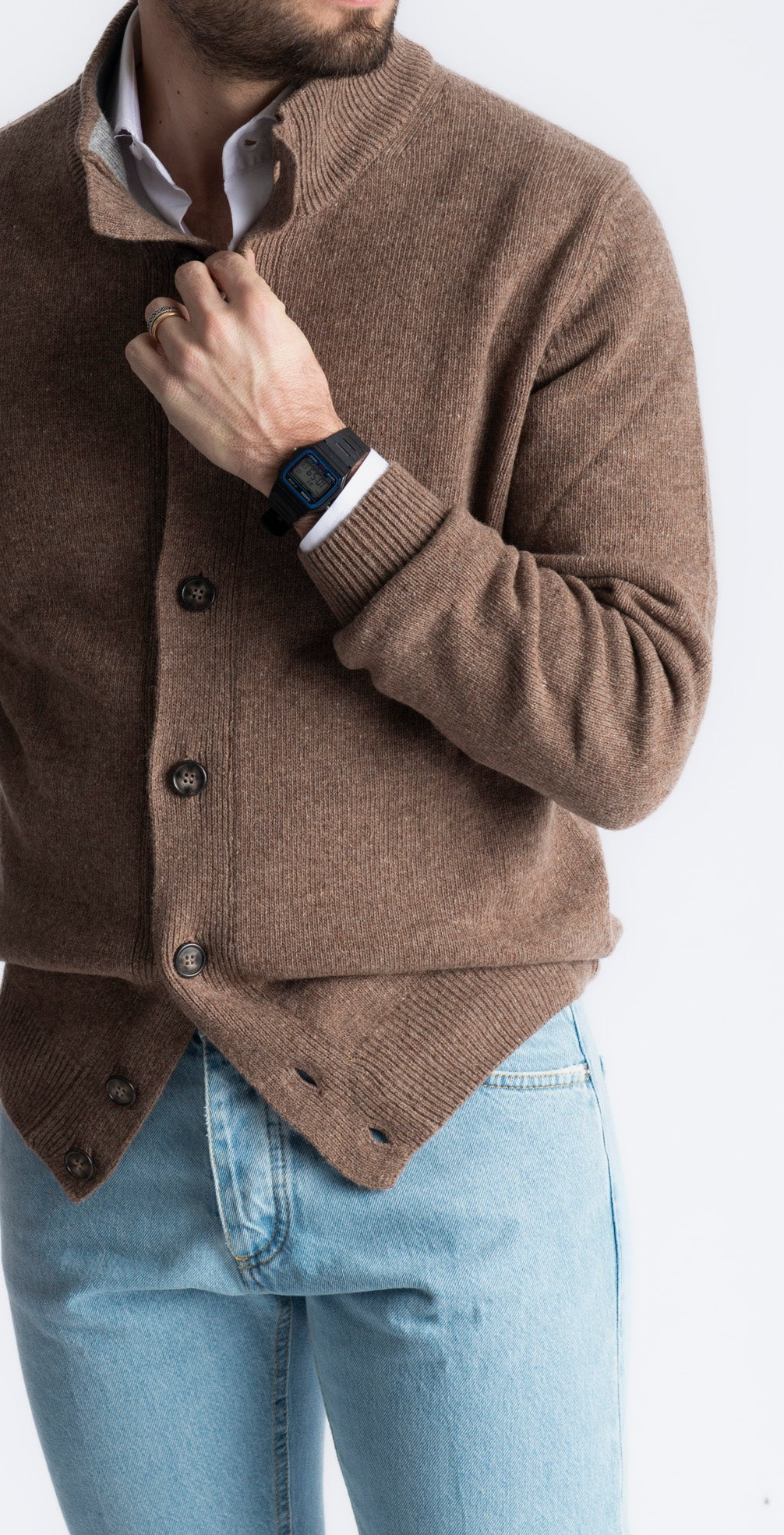Cardigan In Lana Con Bottoni Moro - SEASON LAB