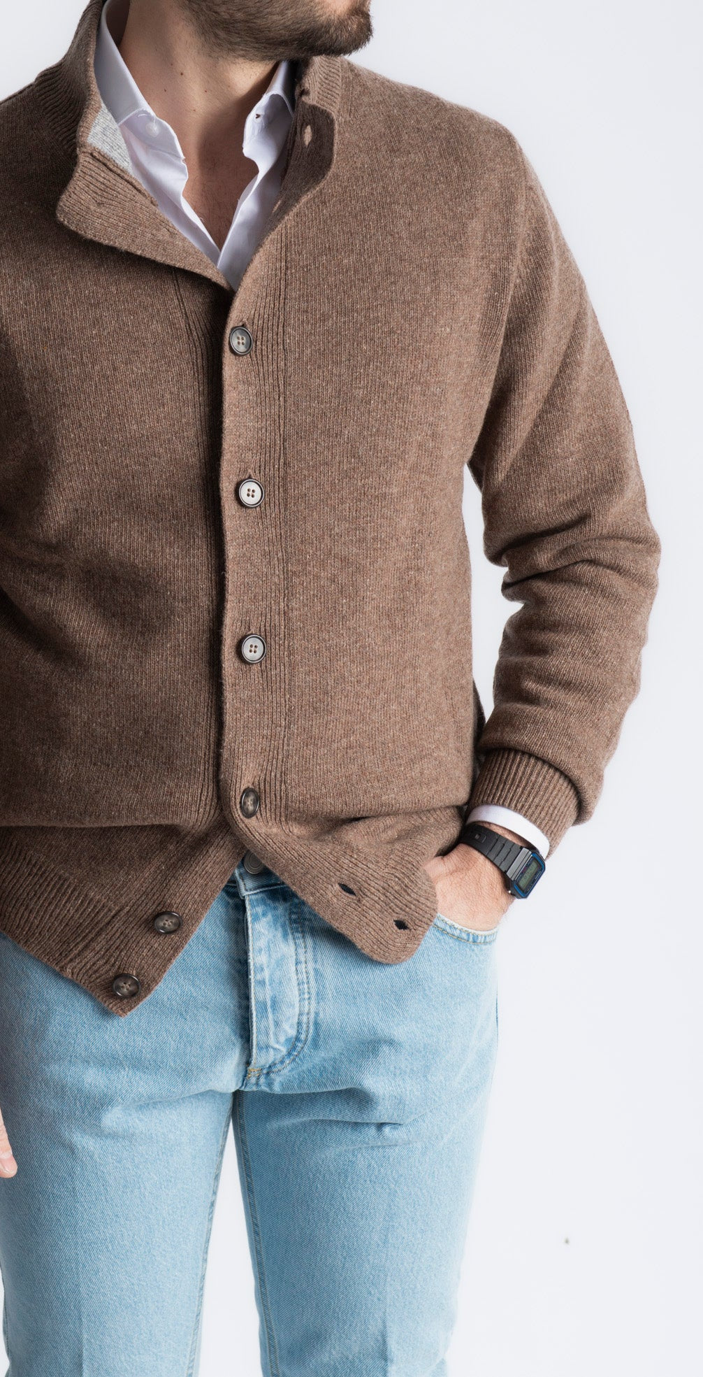 Cardigan In Lana Con Bottoni Moro - SEASON LAB