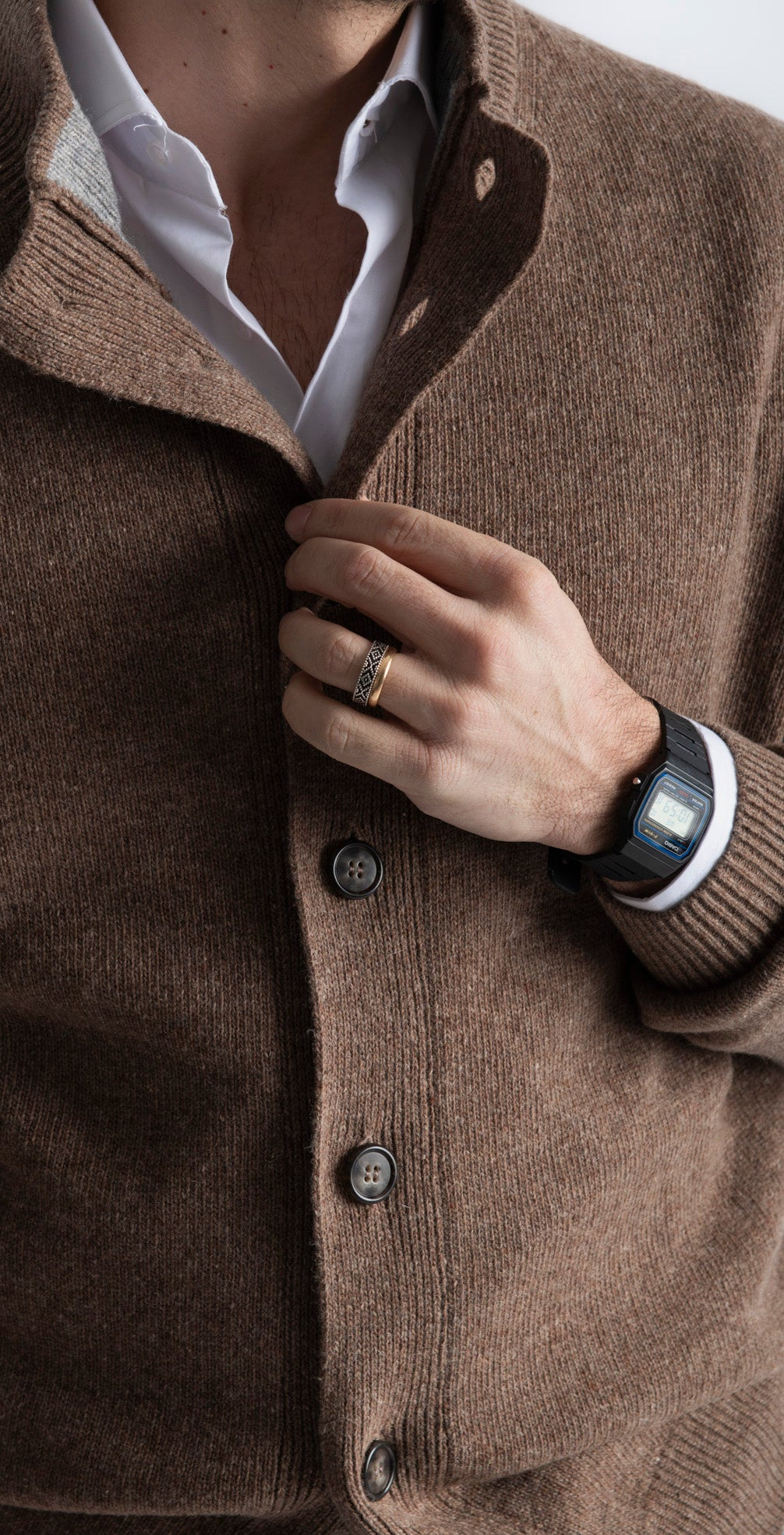 Cardigan In Lana Con Bottoni Moro - SEASON LAB