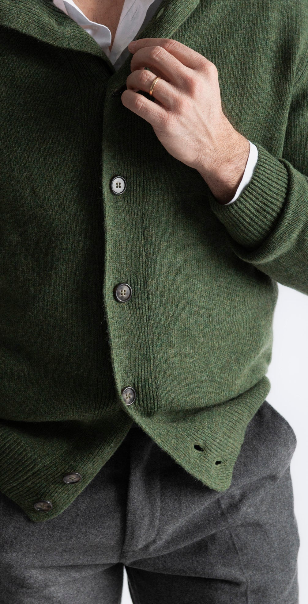 Cardigan In Lana Con Bottoni Verde Bosco - SEASON LAB