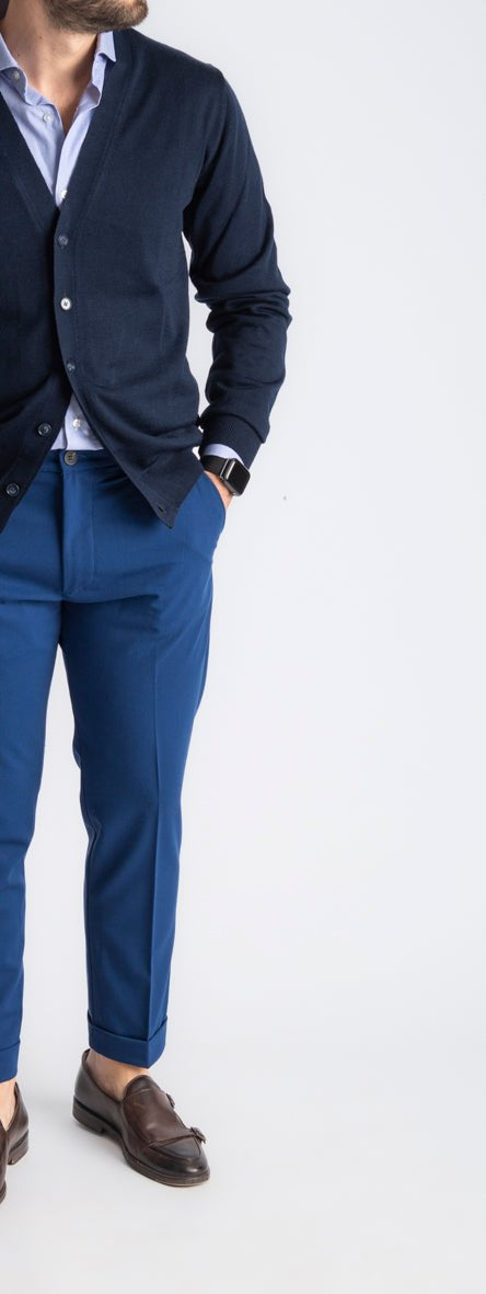 Cardigan Premium Quality Lana Merinos Blu Notte - SEASON LAB