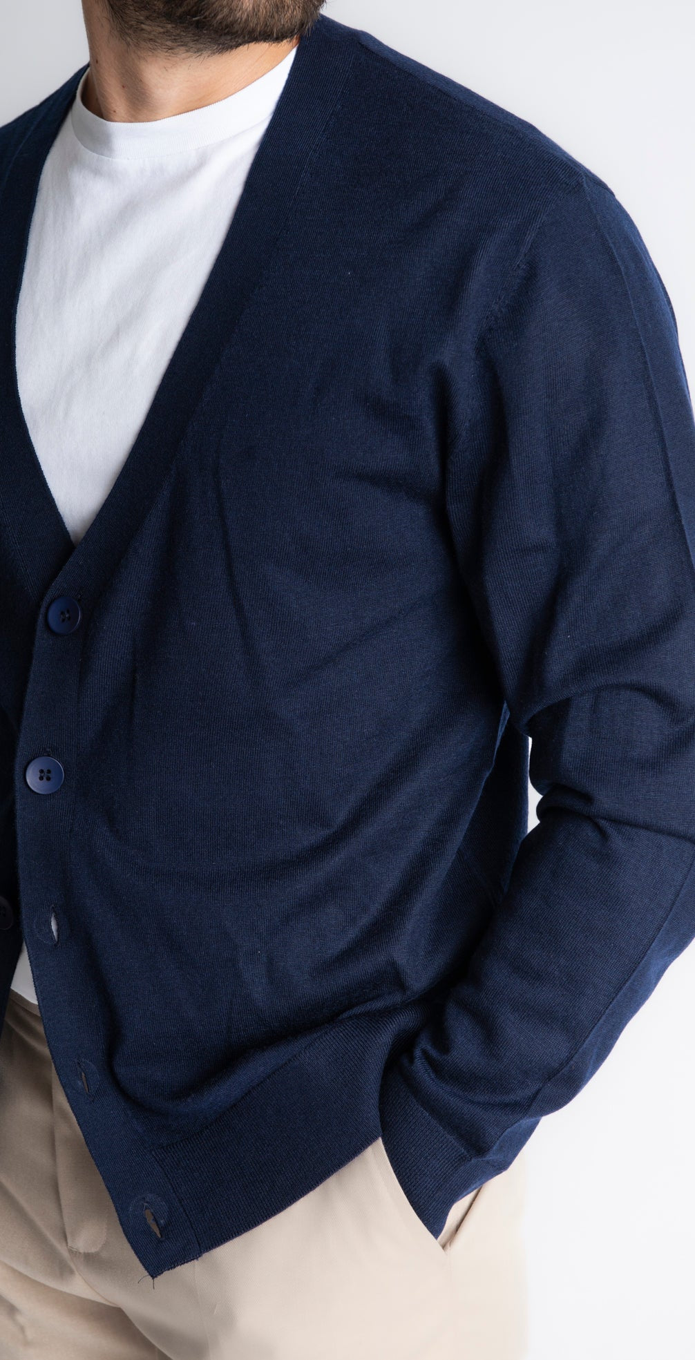 Cardigan Wool Rasato Blu - SEASON LAB
