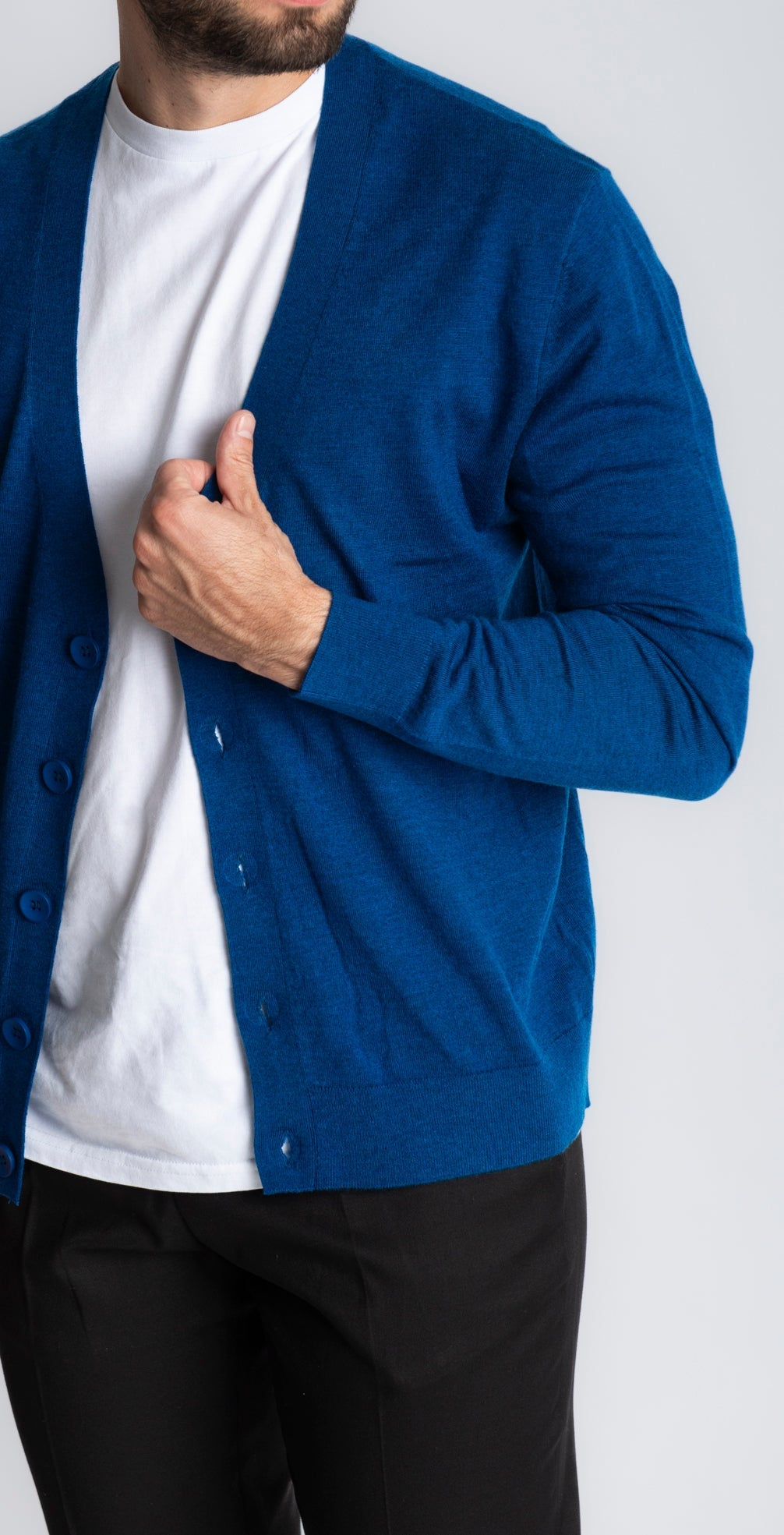Cardigan Wool Rasato Blu Royal - SEASON LAB