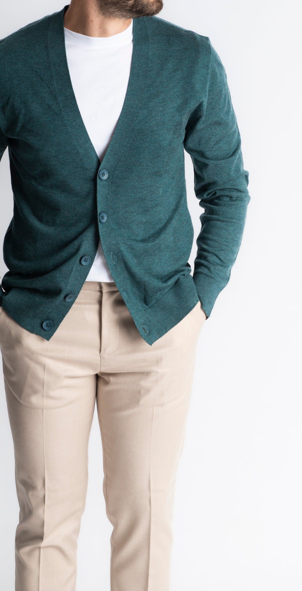 Cardigan Wool Rasato Verde - SEASON LAB