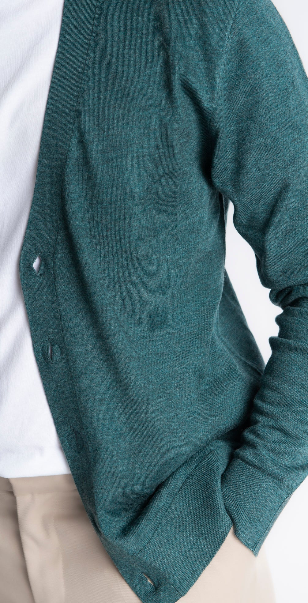 Cardigan Wool Rasato Verde - SEASON LAB