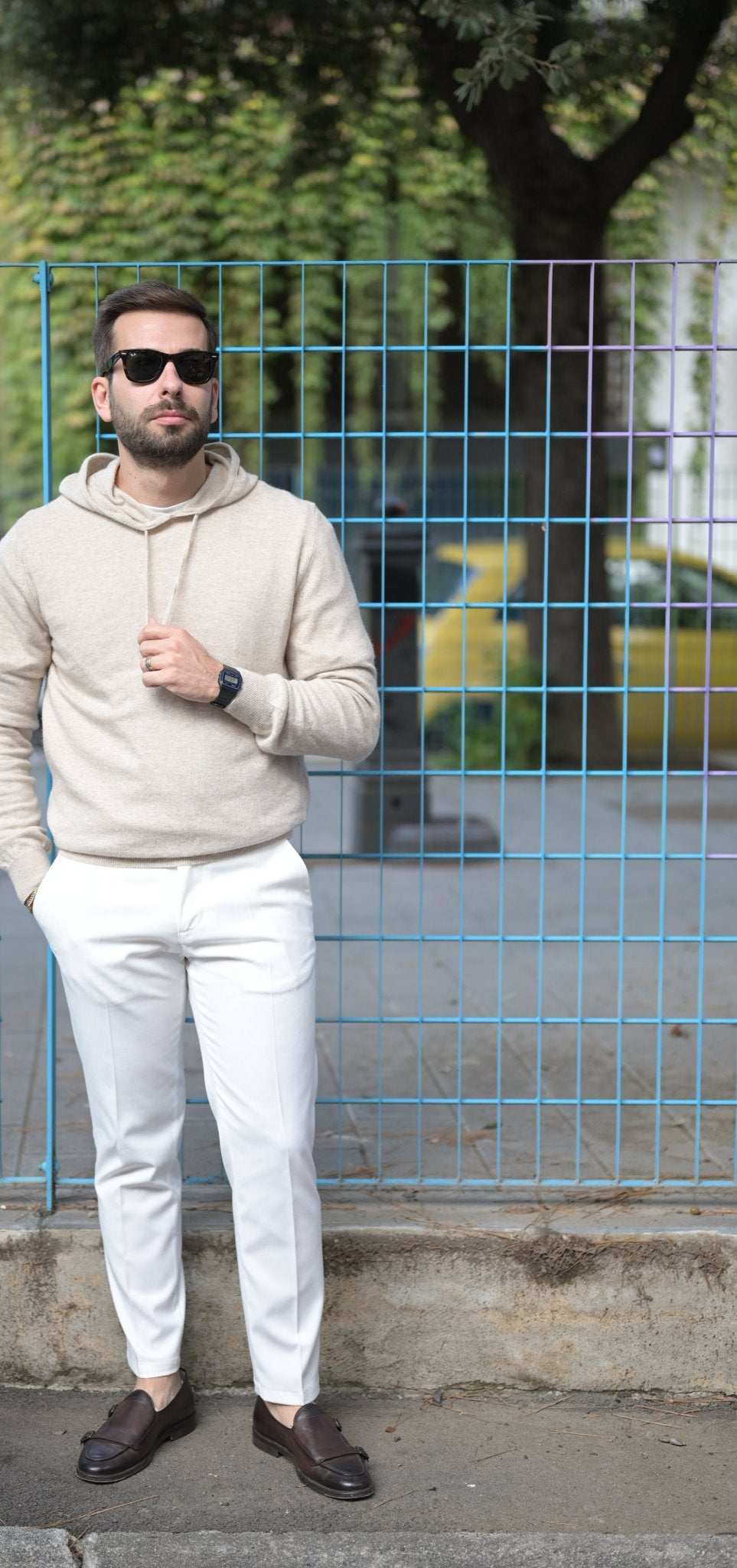 Felpa In Cashmere Con Cappuccio Beige - SEASON LAB