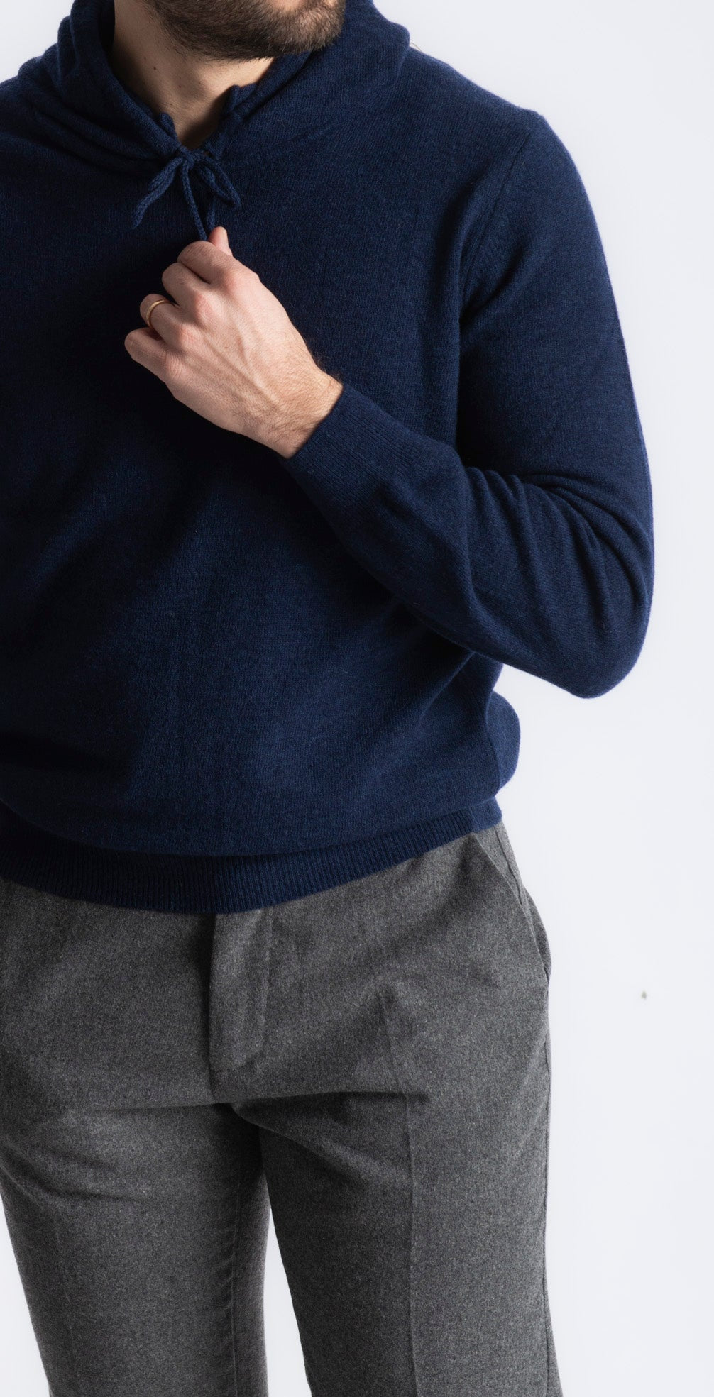 Felpa In Lana Con Cappuccio Blu - SEASON LAB
