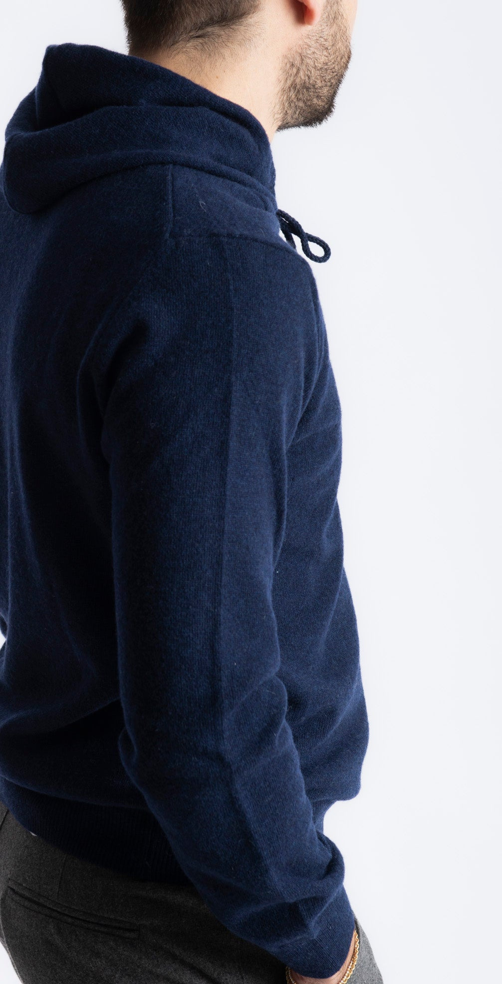 Felpa In Lana Con Cappuccio Blu - SEASON LAB