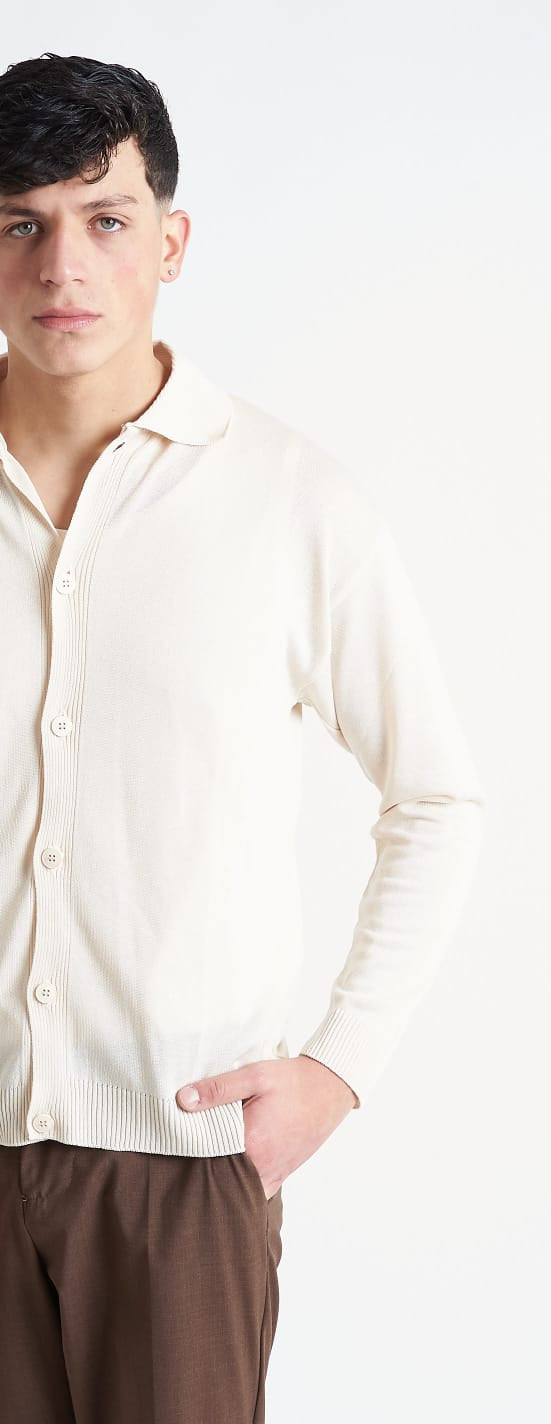 Giacca Polo In Filo Avorio - SEASON LAB