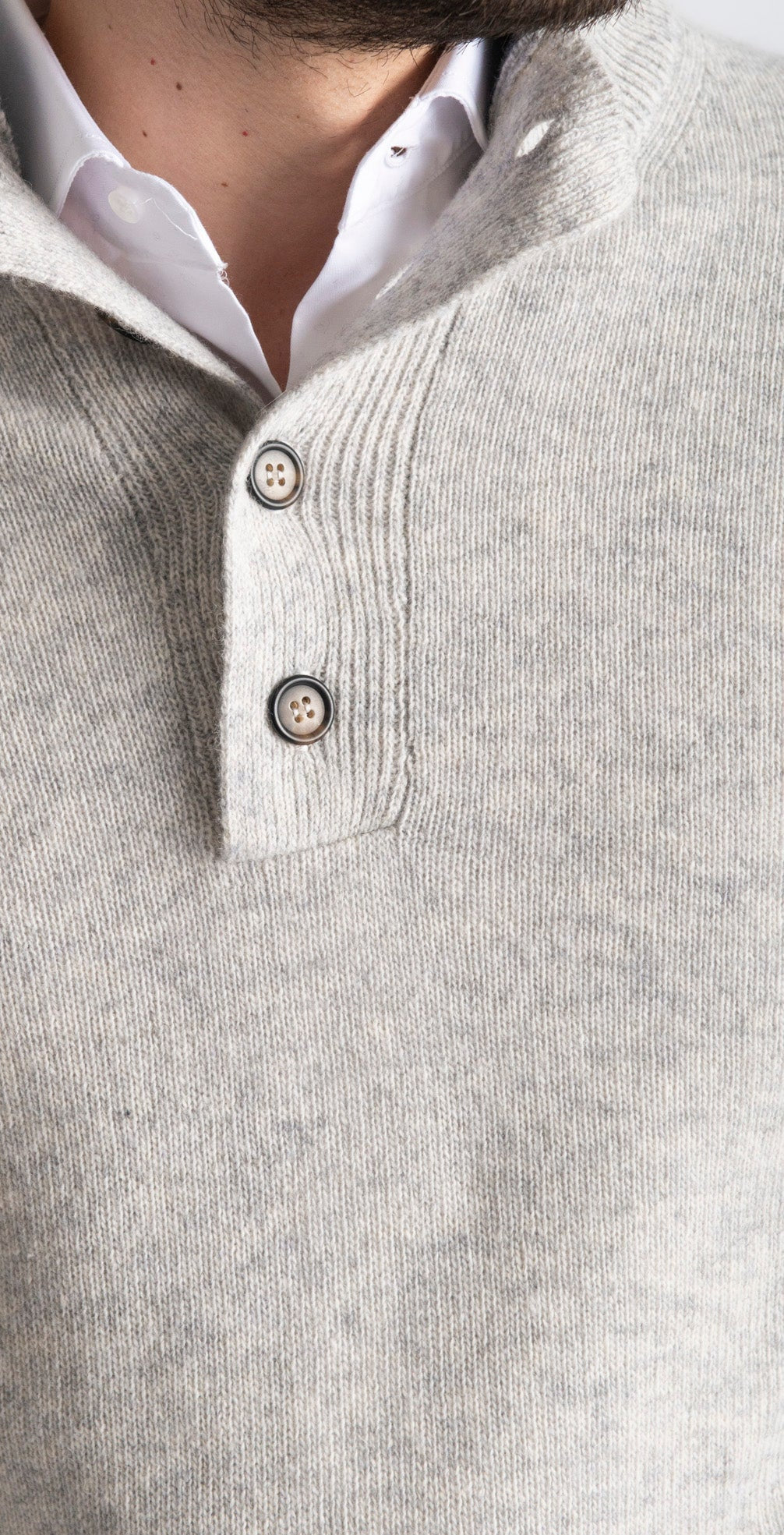 Lupetto Quattro Bottoni In Lana Grigio Perla - SEASON LAB
