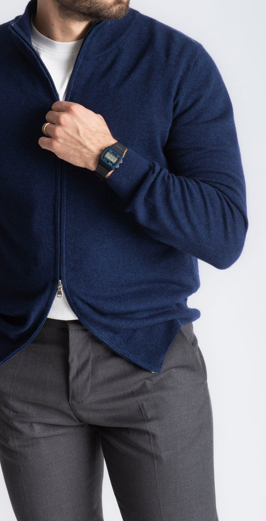 Maglioncino Full Zip Cashmere Blu - SEASON LAB