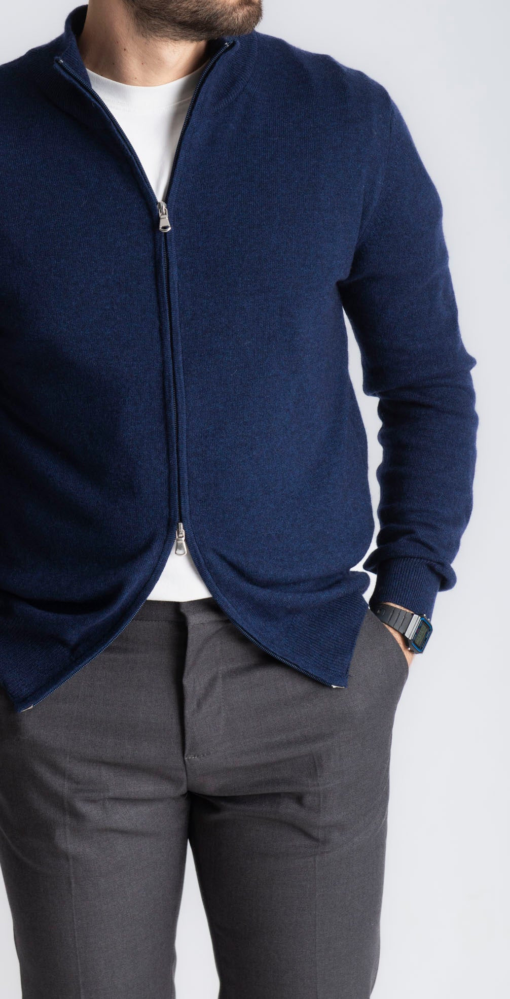 Maglioncino Full Zip Cashmere Blu - SEASON LAB