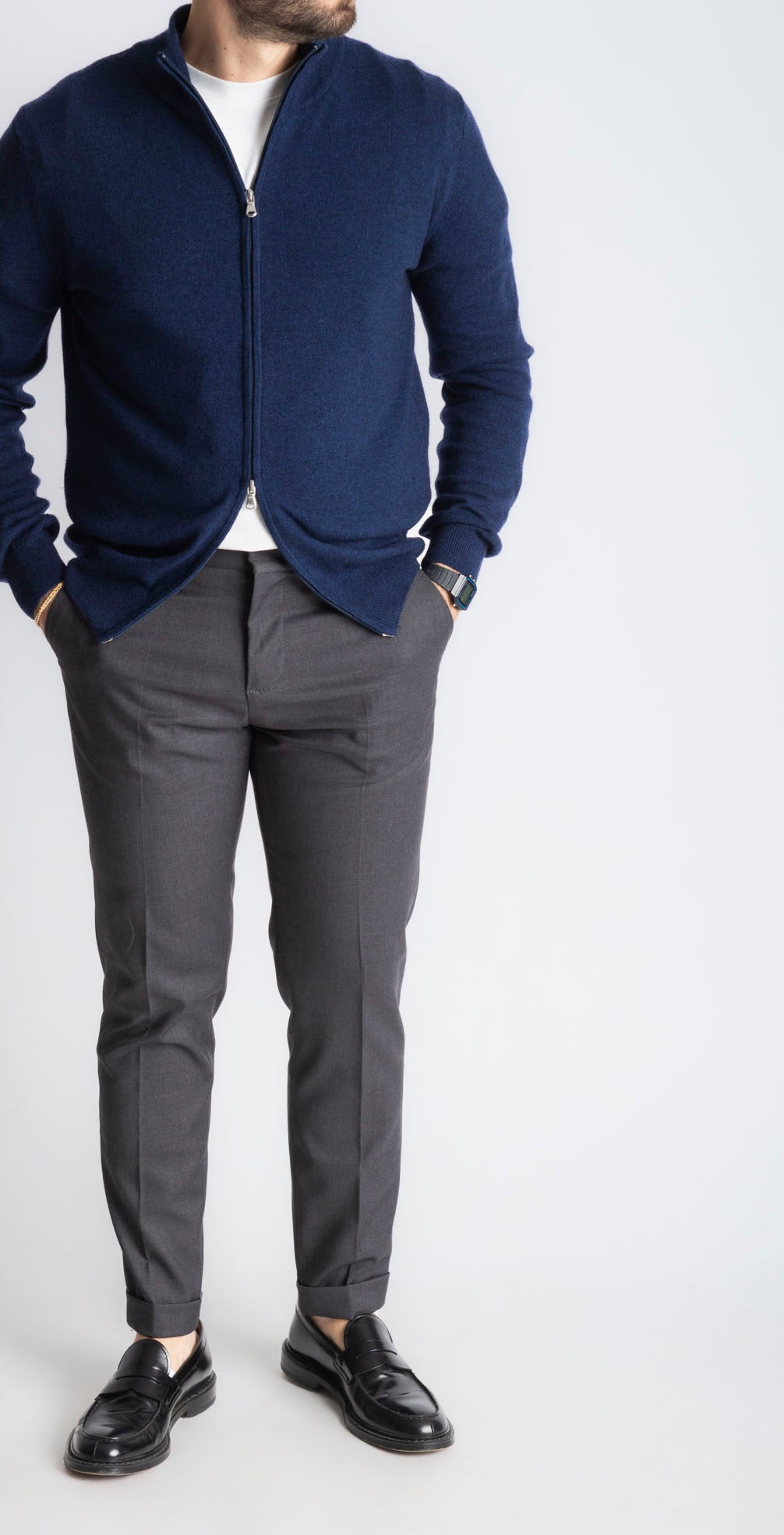 Maglioncino Full Zip Cashmere Blu - SEASON LAB