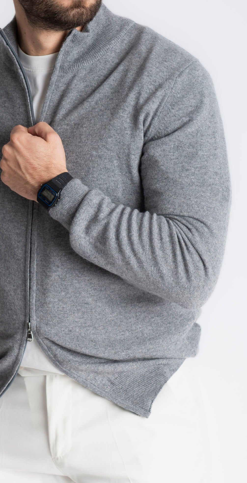 Maglioncino Full Zip Cashmere Grigio - SEASON LAB